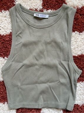 Zara Ribbed Crop Tank Top
